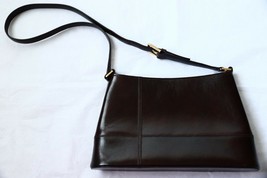 Enzo Angiolini Vintage Leather Brown Shoulder Trapezium Bag Purse Trapezoid - £24.17 GBP