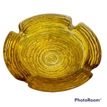 Vintage Anchor Hocking Soreno Glass Ashtray Honey Amber Mid Century 6 1/4&quot; Round - £16.79 GBP