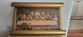 Vintage Night Light Metal Scroll with THE LAST SUPPER Lithograph Print - £27.52 GBP