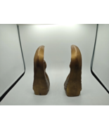 Imperial Swans Brown Drip Glaze Retro Figurines Shelf Decor Boho MCM Pair - $50.00