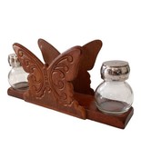 Wooden Butterfly Napkin Holder Vintage 70s Salt Pepper Bohemian Desk Org... - £23.34 GBP