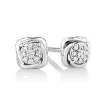 1/10CT Round Cubic Zirconia Cluster Knot Stud Earrings in 14K White Gold Plated - £52.90 GBP