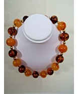Signed Napier Vintage 18 Inch Gold Tone Faux Amber Ball and Bead Necklace - £94.51 GBP