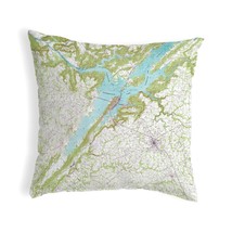 Betsy Drake Lake Guntersville, AL Nautical Map Noncorded Indoor Outdoor Pillow - £42.72 GBP