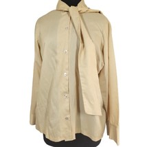 Vintage 70s Tan Exaggerated Bow Blouse Size Large  - $34.65