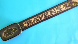 BALTIMORE RAVENS Genuine Leather Belt &amp; Matching Leather Buckle -All Sizes - £31.60 GBP