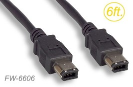 6Ft 6-Pin Male To 6-Pin Male Ieee-1394A Firewire-400 Shielded Cable, Black - $15.99