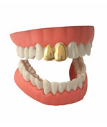Hip Hop 14K Gold Plated Double Two Tooth Teeth Metal Grillz Grill Canine Cap - $9.89