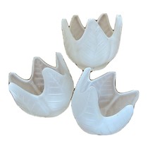 PartyLite Frosted Glass Leaves Pattern Votive Tea Light Holders Lot of 3 - £8.46 GBP
