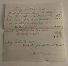 Handwritten Receipt Document 1867 Signed ID’d A W Baker Genealogy Antique - $29.01