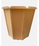 Vintage Rubbermaid Trash Can Wastebasket  Almond Cream Tan Basket Weave ... - €20,43 EUR