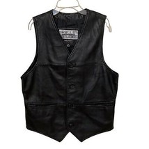 Pelle Studio Wilsons Leather Black Vest Men&#39;s Size Small Buttons Pockets - $25.00