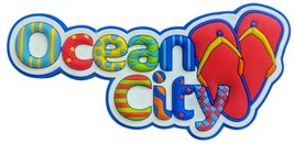 Ocean City with Flip Flops Block Style Fridge Magnet - $5.99