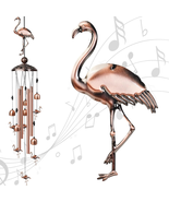 Flamingo Wind Chimes for Outside, Decorative Wind Chimes with 4 Aluminum... - £16.22 GBP