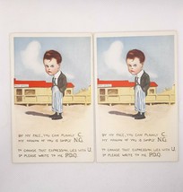 Vintage Sad Boy at Post Office No Good Opinion Please Write PDQ Postcards UDB - £9.90 GBP