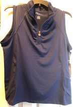 NWT Ladies STELLA PARKER Navy Blue Ruched Sleeveless Mock Golf Shirt M L & XL image 2