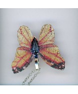 Fashion Handmade Red to Pinkish colored Butterfly Pendant with Necklace - £19.30 GBP