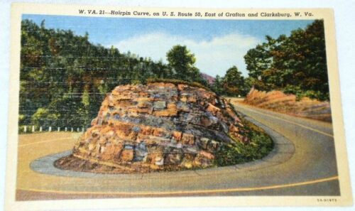 Primary image for Curt Teich Hairpin Curve Grafton Clarksburg Postcard