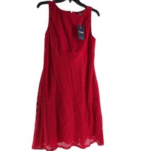 Chaps Womens Yacht Red Sleeveless Eyelet Dress Size 8 NWT - $24.00