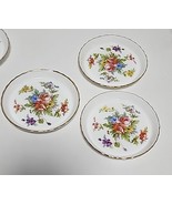 Minton Marlow 3 Coasters Miniatures Blue Pink Floral Gold Trim 1 Chipped - $26.06 CAD