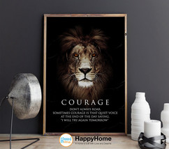 Lion Wall Art Motivational Quotes Inspirational Wall Art Lion Courage Poster - £19.12 GBP+