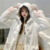 Autumn Winter Women Sweet Lolita Jacket Warm Soft Plush Kawaii Cute Cat Ears Hoo - £53.32 GBP