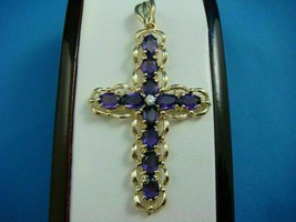 2.40Ct Oval Cut CZ Sapphire Cross Pendant 14K Yellow Gold Plated with Free Chain - £160.54 GBP