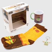 Star Wars Mandalorian Mug, Sock and Baby Yoda Key Chain Gift Bundle - £14.45 GBP