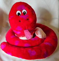 Valentine&#39;s Day Red Pink Snake with Purple Hearts Curled Up 2001 Commonw... - $29.99