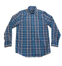 Vineyard Vines Whale Shirt Boys Medium 12-14 Blue Plaid Long Sleeve Button Down - £9.11 GBP