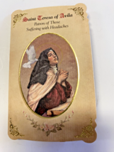 Saint Teresa of Avila &quot;Headache, Prayer&quot; Card + Medal, New from Italy - £4.69 GBP