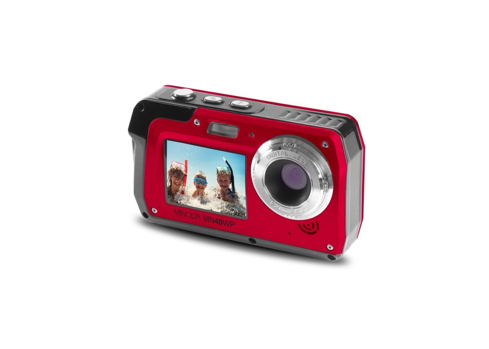 Minolta MN40WP 48MP HD Dual LCD Screen Waterproof Digital Camera, Red