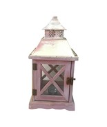 Vintage Distressed Wooden Glass Barn Door Lantern Candleholder Rustic 13... - £23.52 GBP