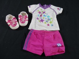American Girl Doll All-Star Soccer Outfit pink white Top Shorts and Shoes - £12.62 GBP