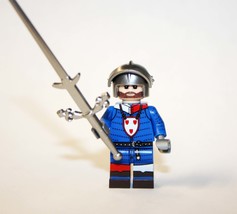 PAPBRIKS Knight Blue With Broad Sword Castle soldier Custom Minifigure! - $7.50