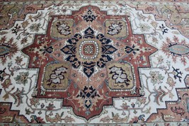 6 x 9 Rust Ivory Serapi Hand Knotted Oriental Carpet Vegetable Dye Wool Area Rug - £1,156.27 GBP