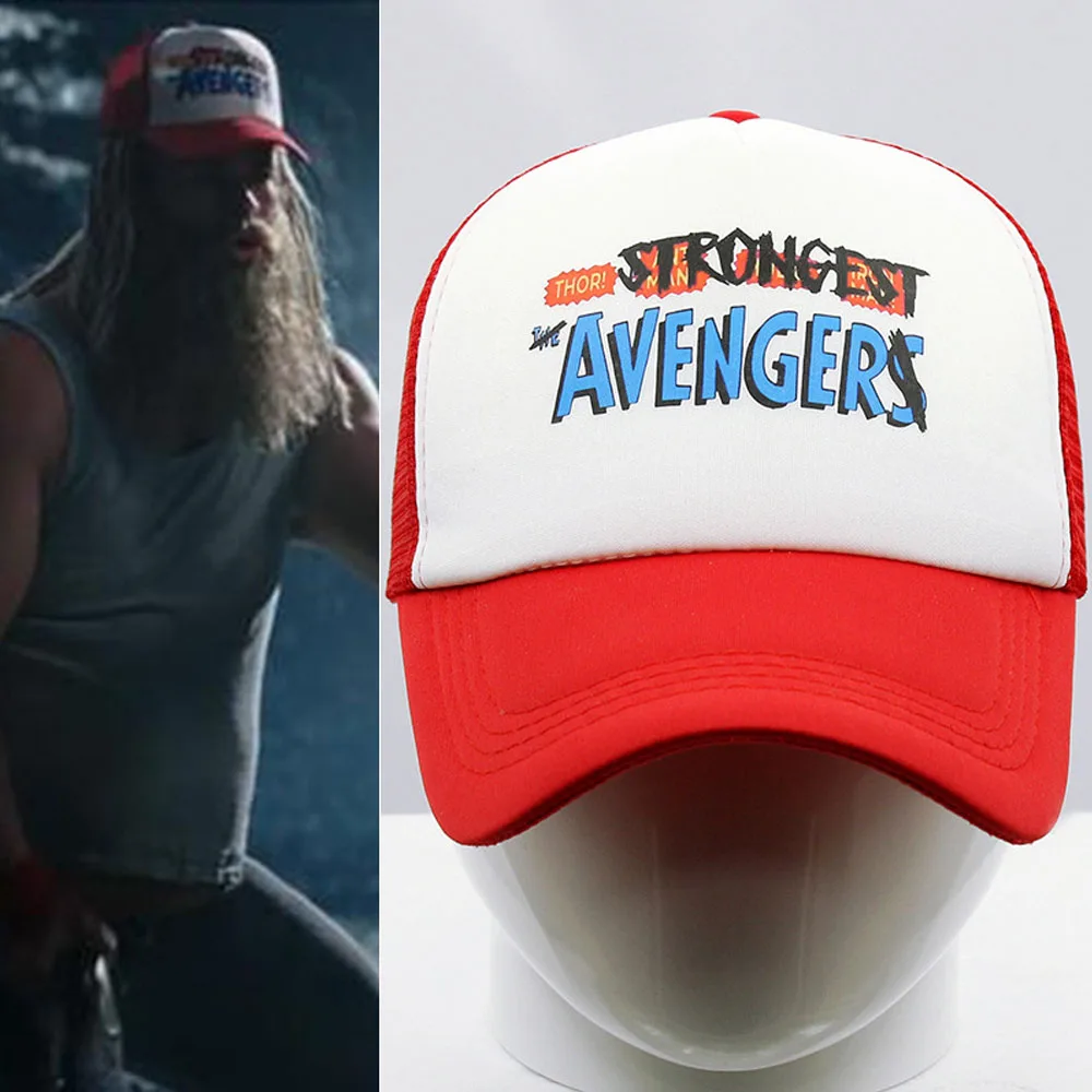 The Strongest Avenger Baseball Cap Thor Love and Thunder Trucker Hat Print Red - £14.37 GBP