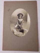 antique PHOTOGRAPH adorable BOY holding VIOLIN id&#39;d CLINTON BUSSAC 3yrs 7mo - $123.70