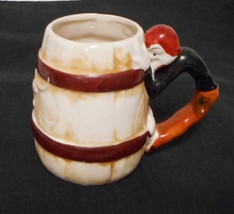 Vintage Made in Japan Ceramic Coffee Barrel Mug Hillbilly Figural Handle - £16.06 GBP