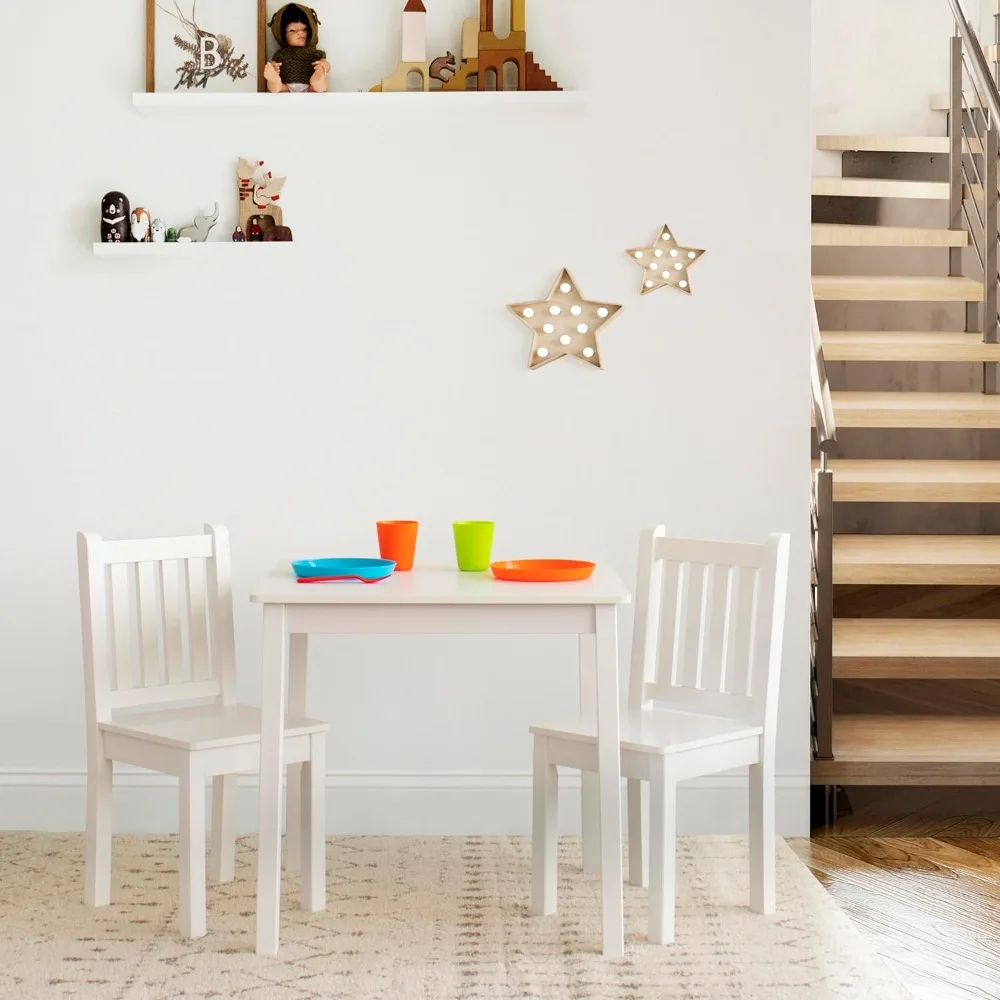 Kids Table and Chair Children Furniture Sets White Kids Wood Square Tabl... - $148.14