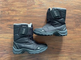 Used Few Times GIRLS BOYS SNOW BOOTS sz 9/10 black waterproof warm Winter Shoes - £15.67 GBP