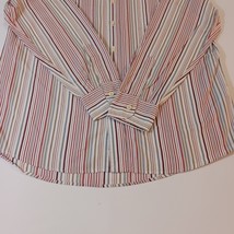 Lucky Brand Dungarees Men's Red Gray White Stripes Shirt Long Sleeve Size Large image 10
