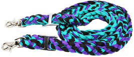 An item in the Sporting Goods category: Horse Roping Knotted Tack Western Barrel Reins Nylon Braided Turquoise 607321