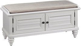 Bermuda Brushed White Upholstered Bench By Home Styles - £259.37 GBP