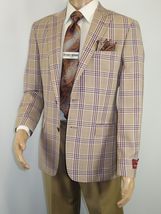 Men Sport Coat by Berlusconi Turkey Italian Wool Super 180's #671-15 Tan Burg image 6