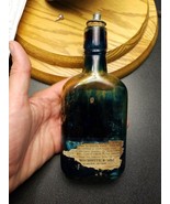 vintage glass bottle with metal cork cap liquid laundry bluing, half full - £16.11 GBP