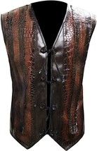 Brand New Men&#39;s Dundee Vest Danny McBride Brown Crocodile Faux Leather Vest - $99.99+