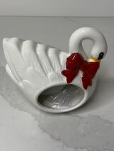 Christmas Swan Scrubby Red BOW Ceramic New - $13.81