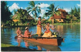 Postcard Tahitians Pageant Of Canoe Polynesian Cultural Center Laie Oahu Hawaii - £2.31 GBP