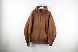 Vtg 90s Carhartt Mens XL Thrashed Spell Out Lined Heavyweight Hoodie Jacket USA - £94.62 GBP